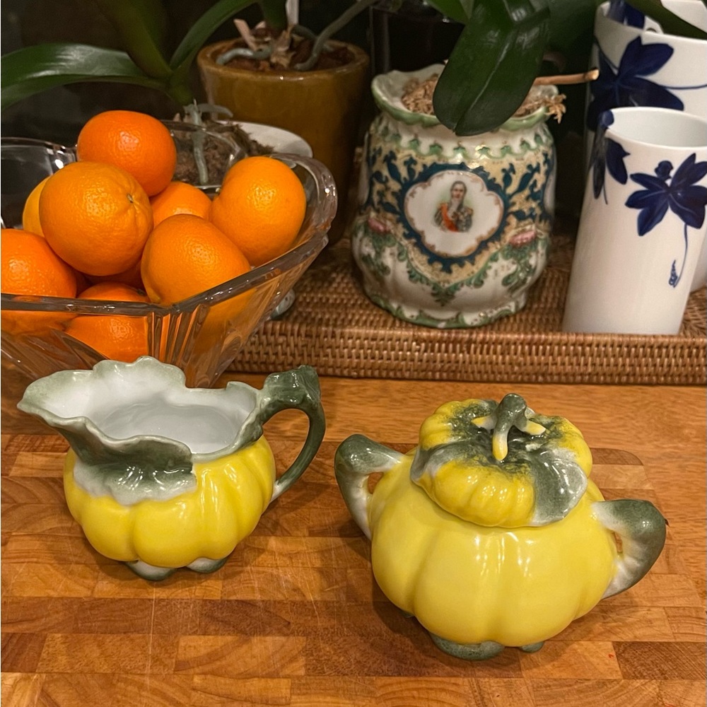 Anthropology Creamer and Sugar Pot